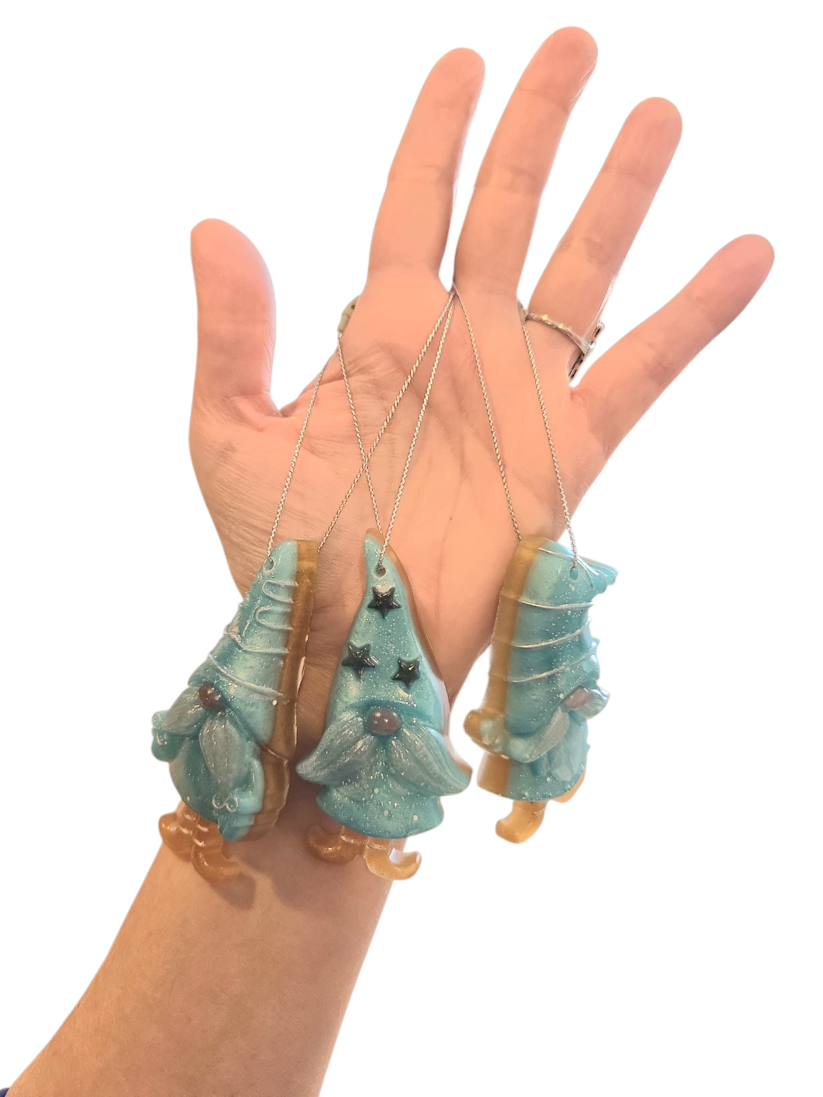 Gnome ornaments (icy blue)