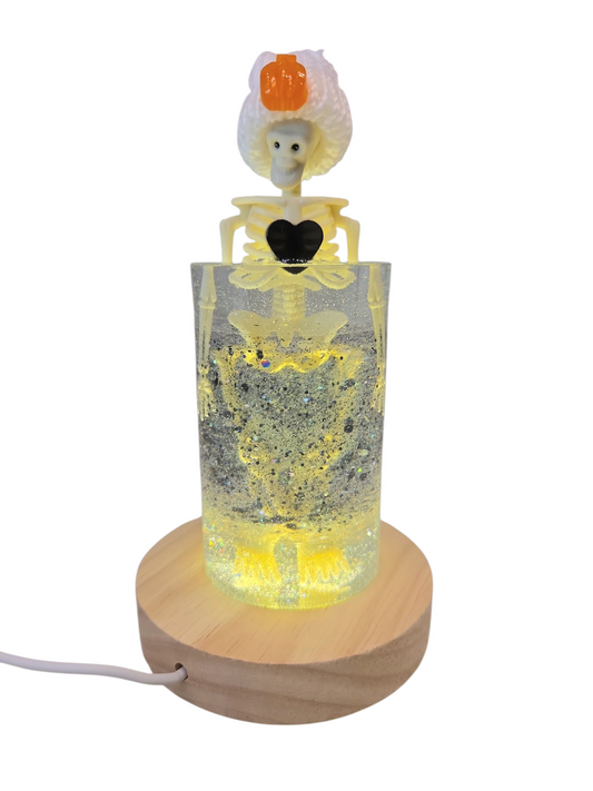 Skeleton night light (pumpkin beanie)