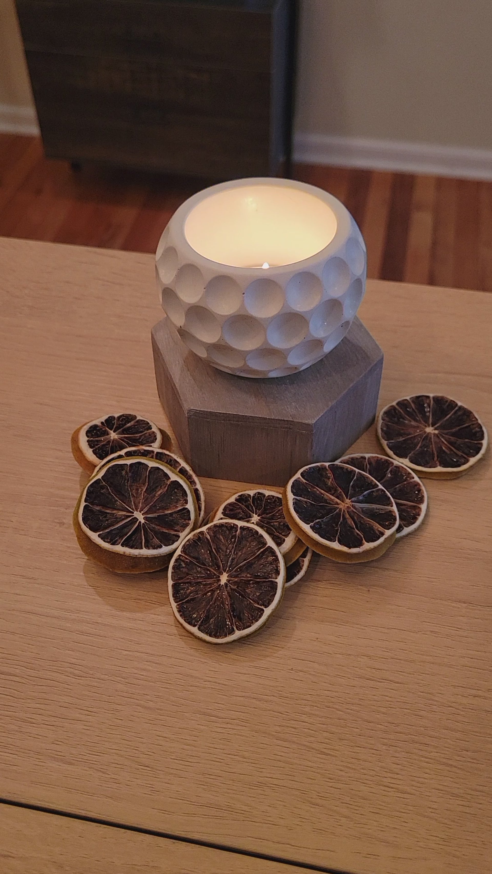 One of three concrete textured vessel designs. Use for votives, tea lights or as a planter for succulents.