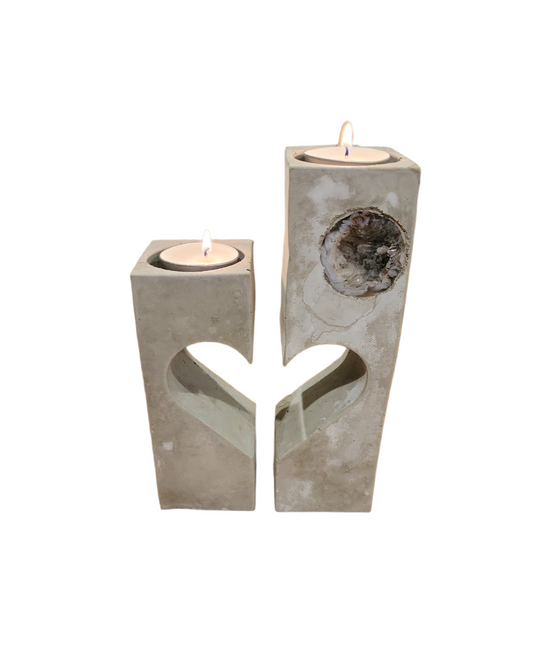 Heart & geode tea light holders