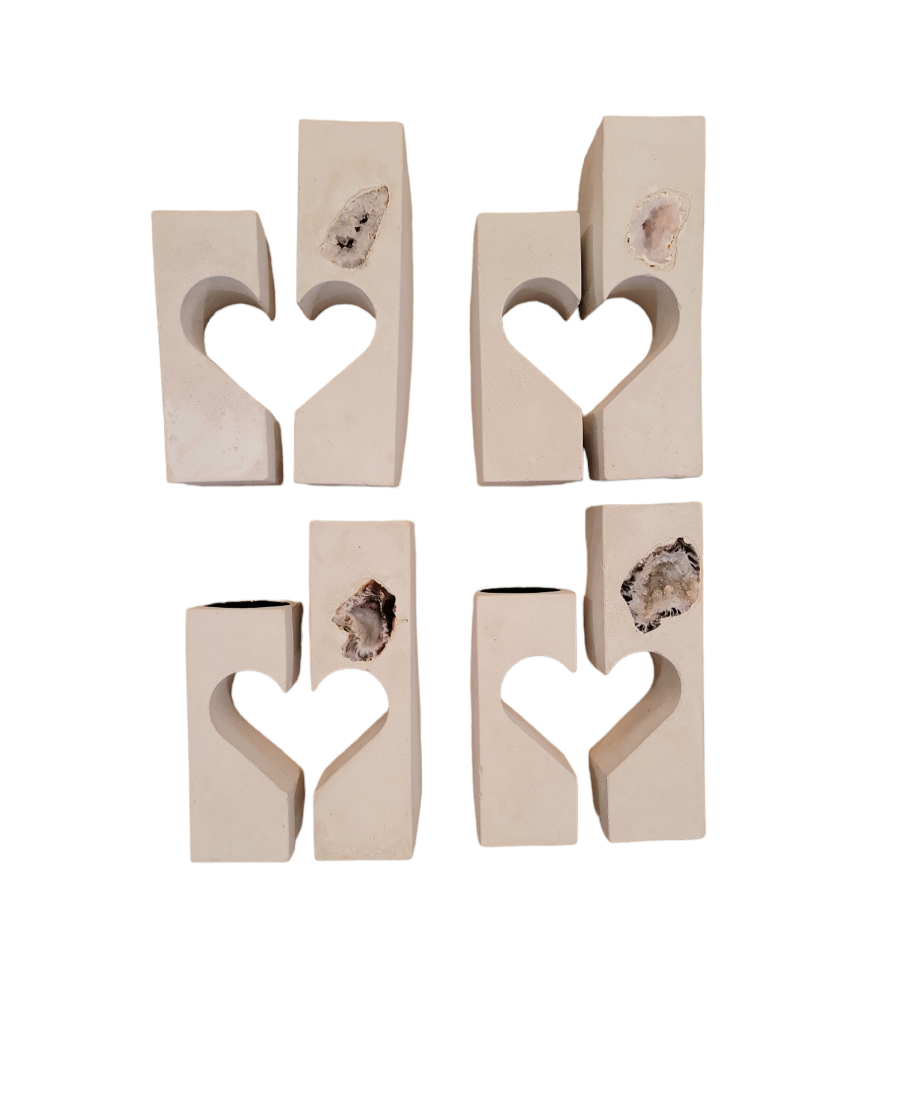 Heart & geode tea light holders