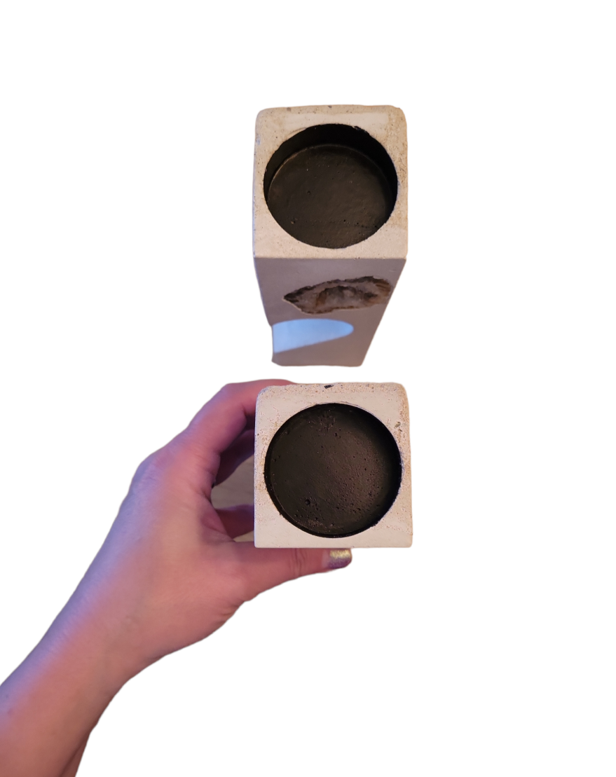 Heart & geode tea light holders